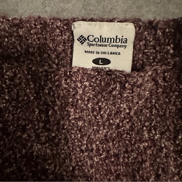 Columbia Sportswear Sweater Purple Marled Chunky V-Neck Textured Top size L - Picture 5 of 6